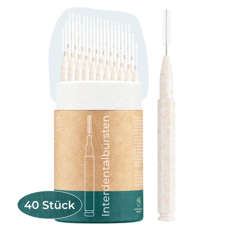 VIGOROUSÂ® Pack of 40 Sustainable Interdental Brushes, ISO 3, 0.6 mm, Interdental Brushes for Thorough Teeth Cleaning Spaces, Dental Brushes, Practical Spacing Toothbrushes